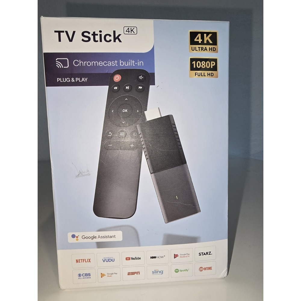 4K TV Stick Chromecast Built In Android TV 8GB 12GB Storage Bluetooth Remote New